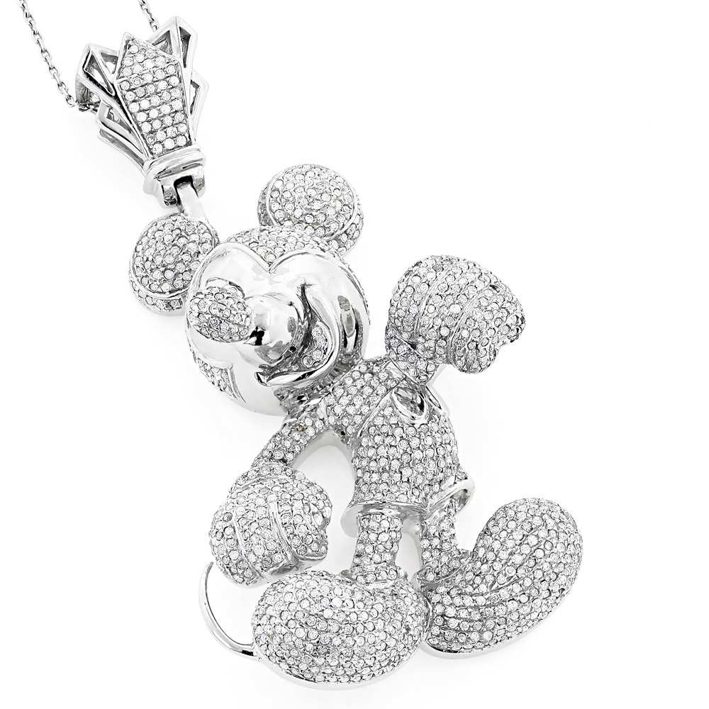 Iced Out Diamond Mickey Mouse Pendant 5.80ct 10K Gold