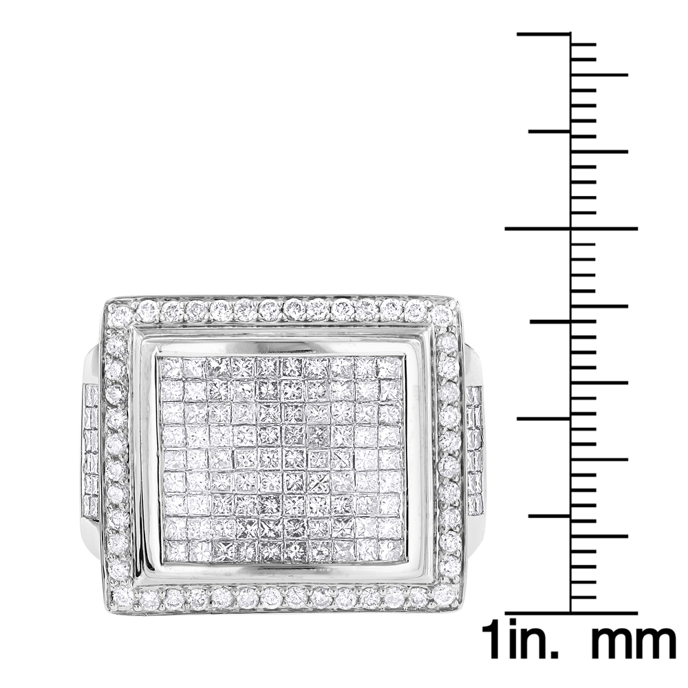 Mens Rings 14K Mens Diamond Ring Princess Cut Round 6ct