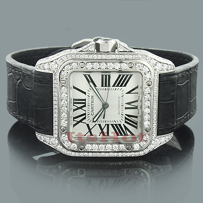 cartier diamond santos mens custom 92ct