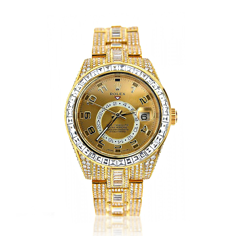 iced out diamond rolex watch