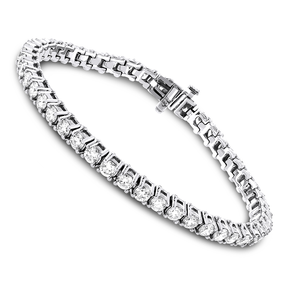 18K Gold Inline Round Diamond Tennis Bracelet 6.69ct VS Diamonds