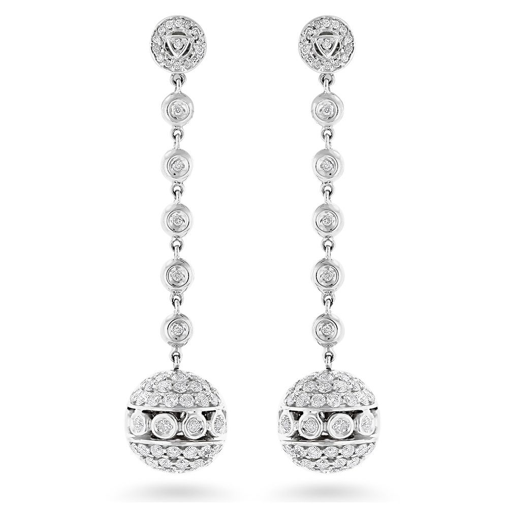 Golden Globes Diamond Dangle Earrings 3ct 14K Gold