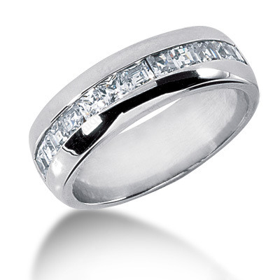Platinum Diamond Men's Wedding Ring 1.20ct